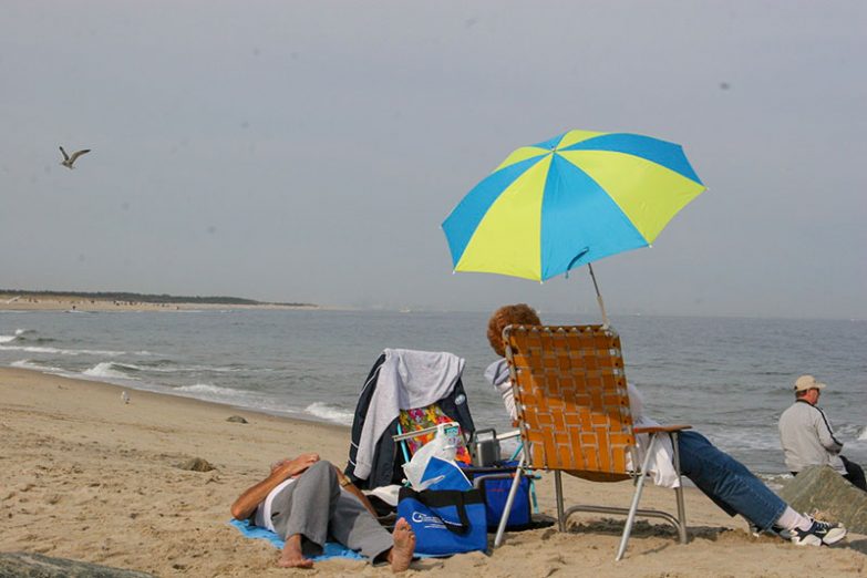 Der ganze Hausstand am Strand