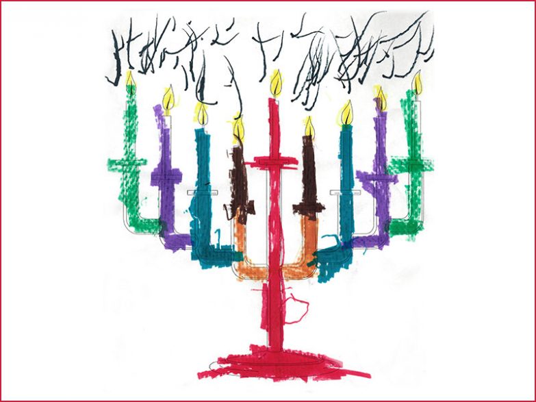 Hanukkah-Kerzenleuchter gemalt von Ole