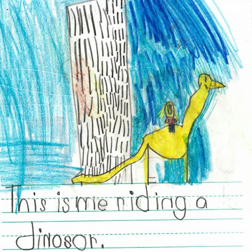 „This is me riding a dinosaur.” (Ole, 6 Jahre)